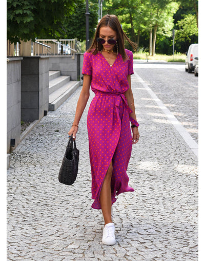 Zelvara™ | Belted Floral Street Maxi Dress