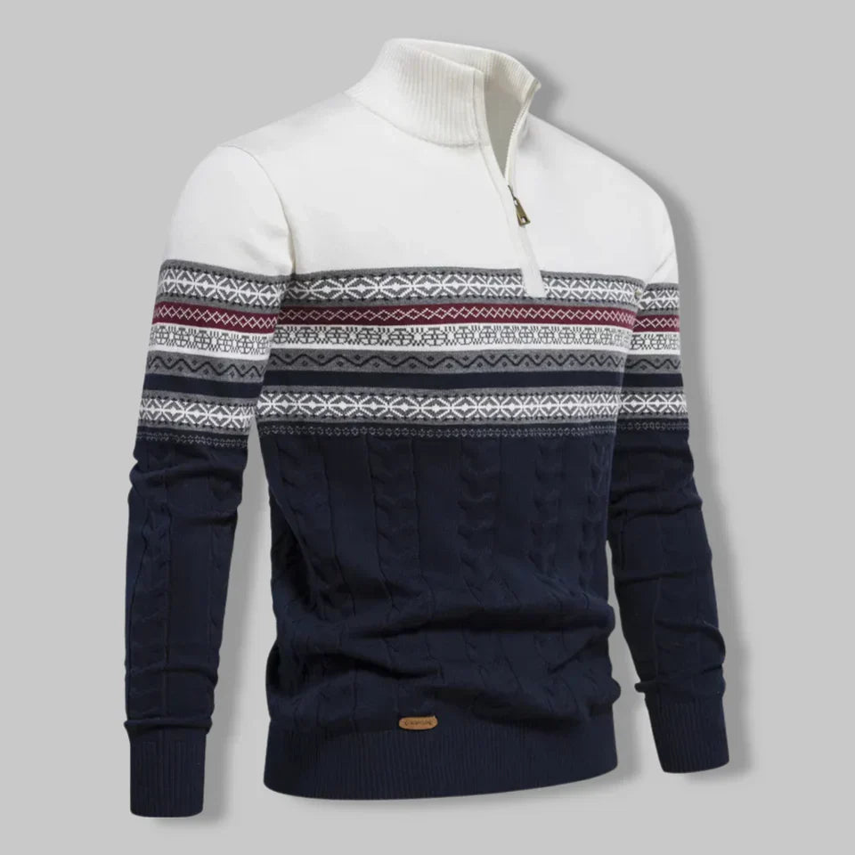 Leif™ | Nordic Knit Half-Zip Sweater
