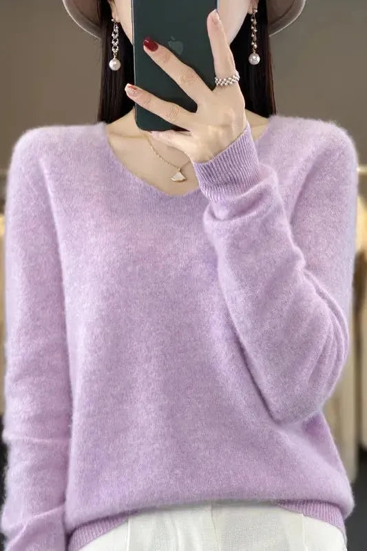 Lioraé™ | Soft V-Neck Cashmere Sweater