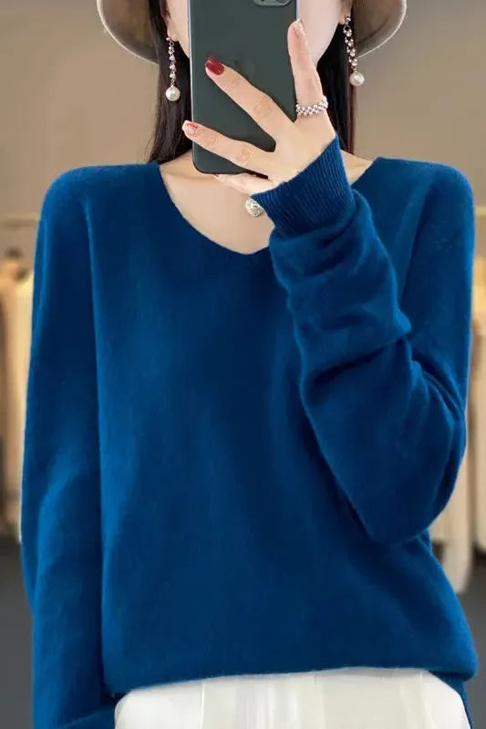 Lioraé™ | Soft V-Neck Cashmere Sweater