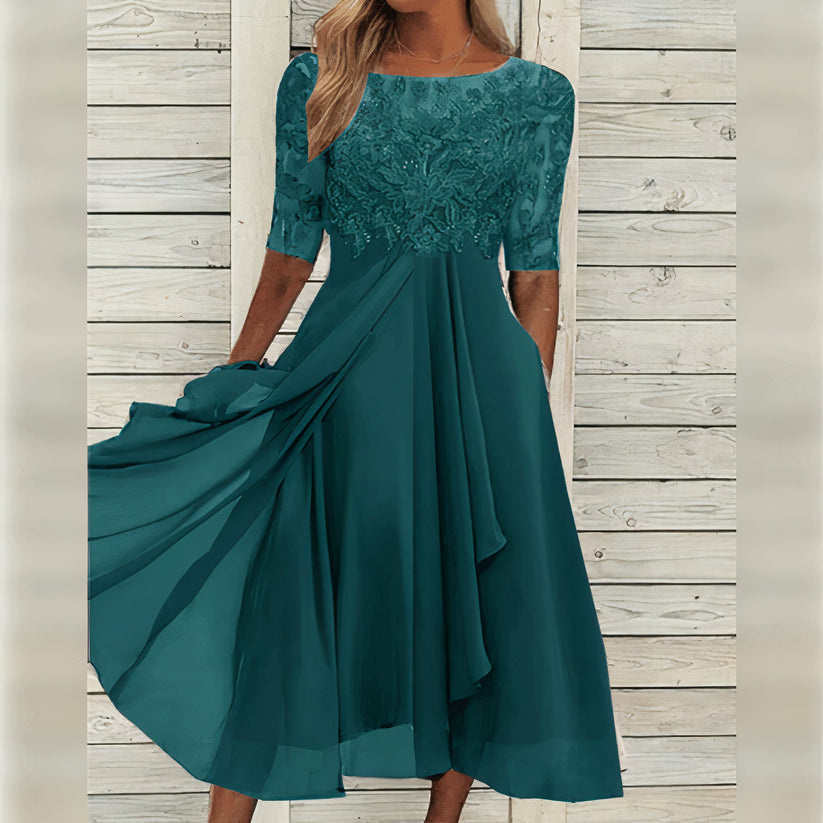 Zéphira™ | Elegant Lace Midi Dress
