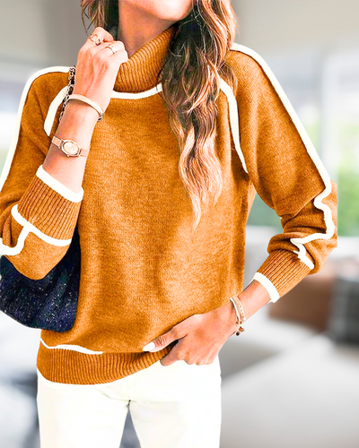 Sophie™ | Chic Contrast Trim Turtleneck Sweater
