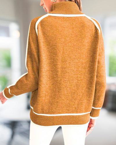 Sophie™ | Chic Contrast Trim Turtleneck Sweater