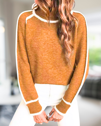 Sophie™ | Chic Contrast Trim Turtleneck Sweater