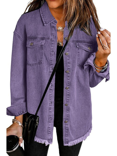 Évanie™ | Washed Black Denim Shirt Jacket