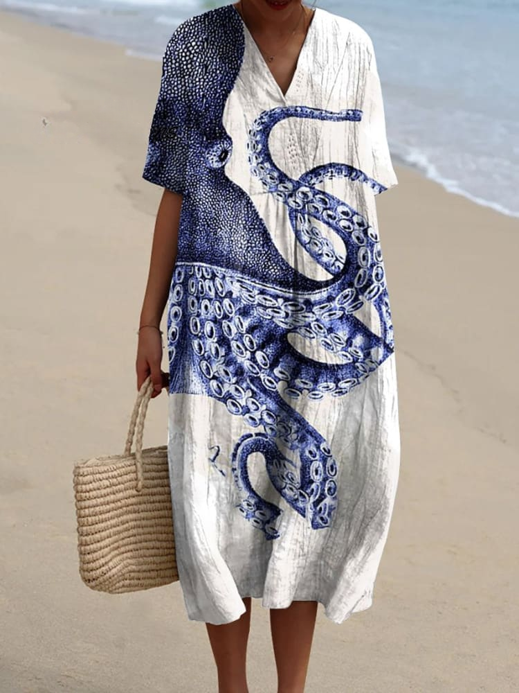 Eva™ | Octopus Art Print Casual Dress