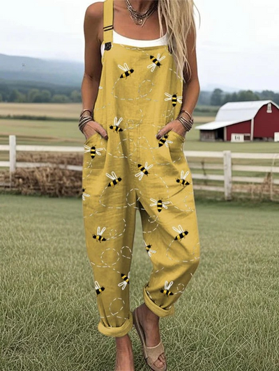 Kennedy™ | Flying Bees Embroidery Pattern Jumpsuit