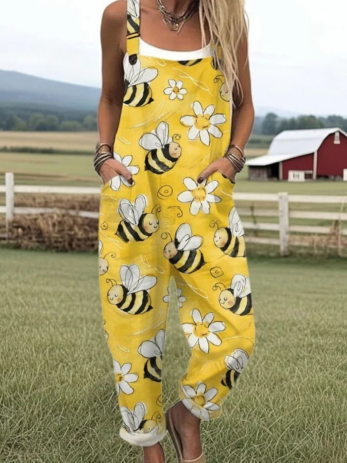 Kennedy™ | Flying Bees Embroidery Pattern Jumpsuit