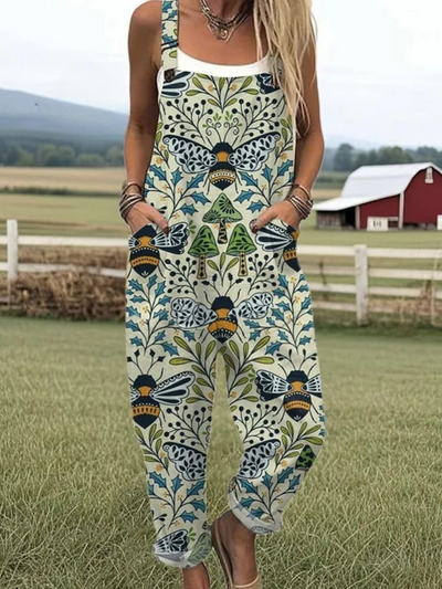 Kennedy™ | Flying Bees Embroidery Pattern Jumpsuit