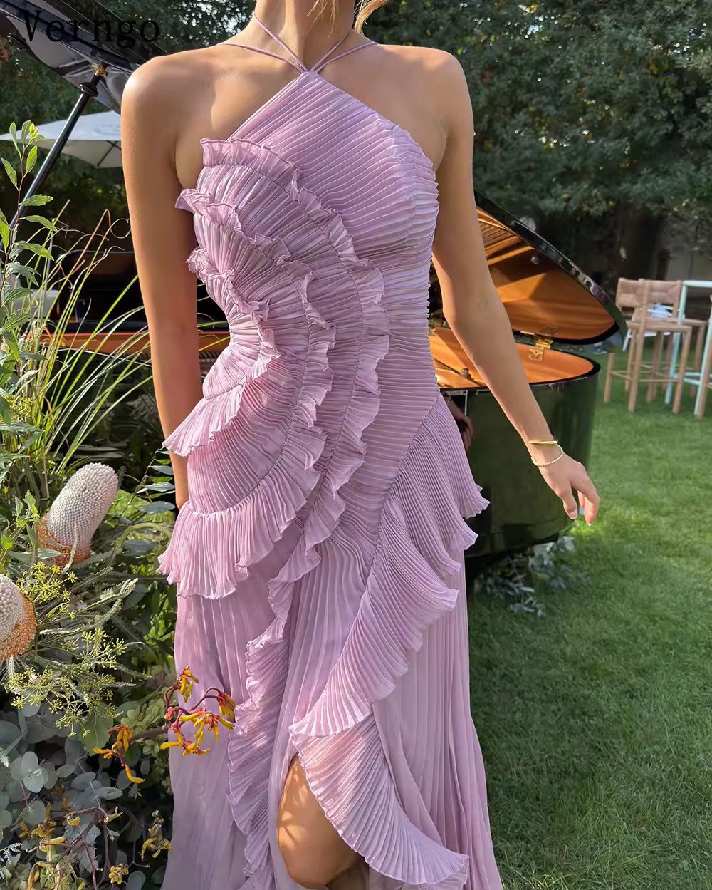 Brélyn™ | Ruffled Halter Pleated Dress