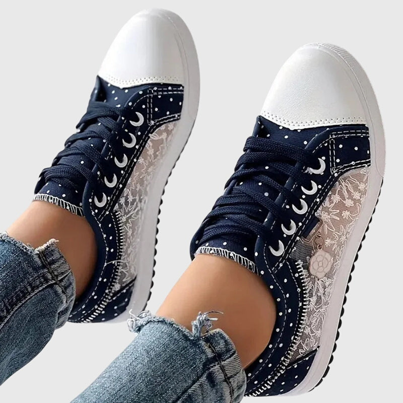 Delycia™ | Floral Lace Denim Sneakers
