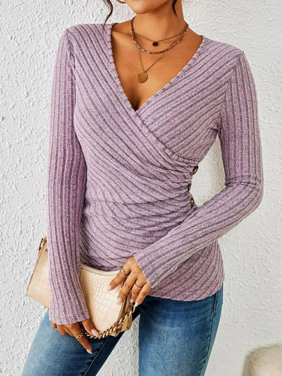 Praelia™ | Ribbed Wrap Knit Top