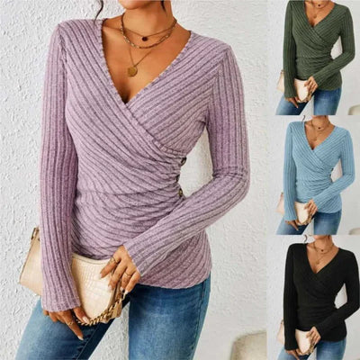 Praelia™ | Ribbed Wrap Knit Top