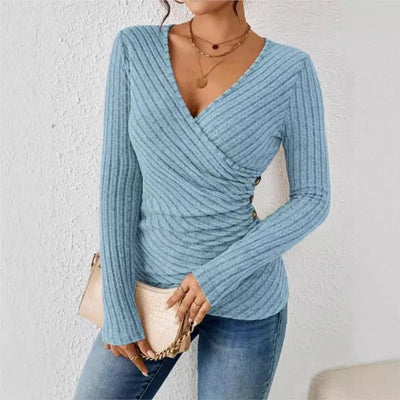 Praelia™ | Ribbed Wrap Knit Top