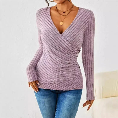 Praelia™ | Ribbed Wrap Knit Top