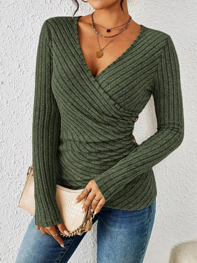 Praelia™ | Ribbed Wrap Knit Top