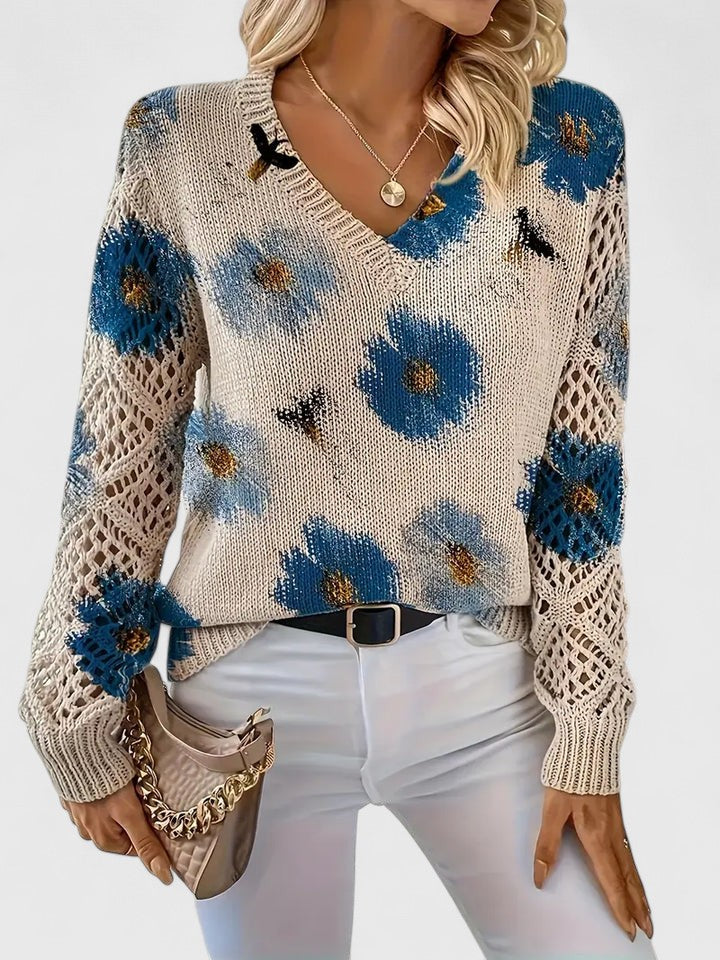 Joviane™ | Vintage Floral Knit Sweater