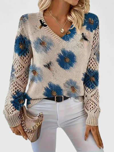 Joviane™ | Vintage Floral Knit Sweater