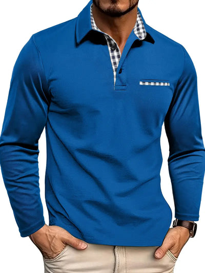 Célian™ | Check-Collar Casual Polo Long Sleeve
