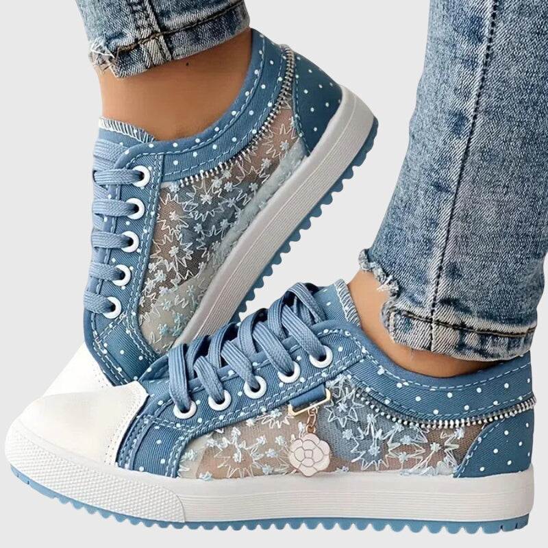 Delycia™ | Floral Lace Denim Sneakers