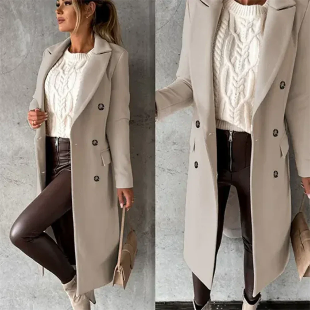 Yvonne | Damen Warme Trench Mantel | Winter