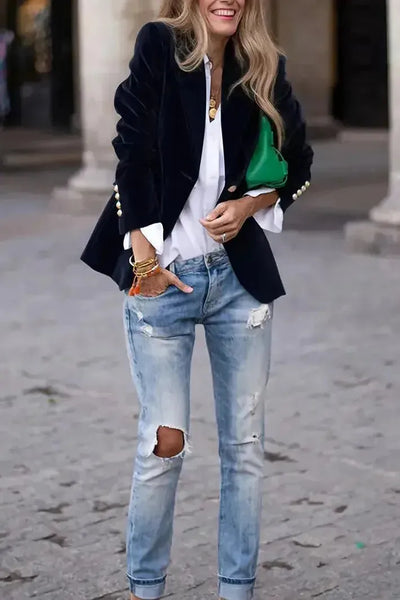 Naelise™ | Tailored Velvet Blazer