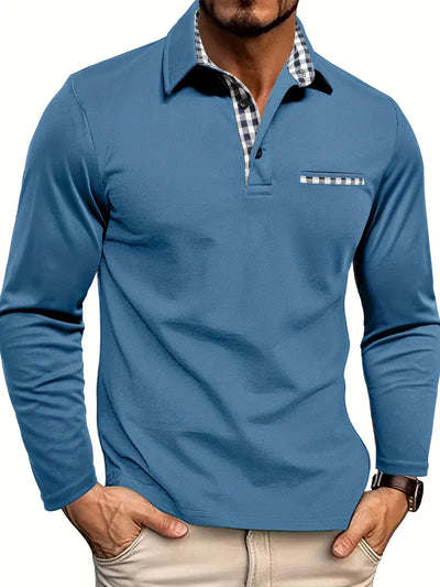 Célian™ | Check-Collar Casual Polo Long Sleeve