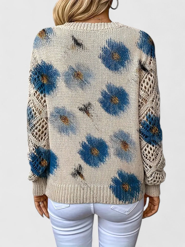 Joviane™ | Vintage Floral Knit Sweater