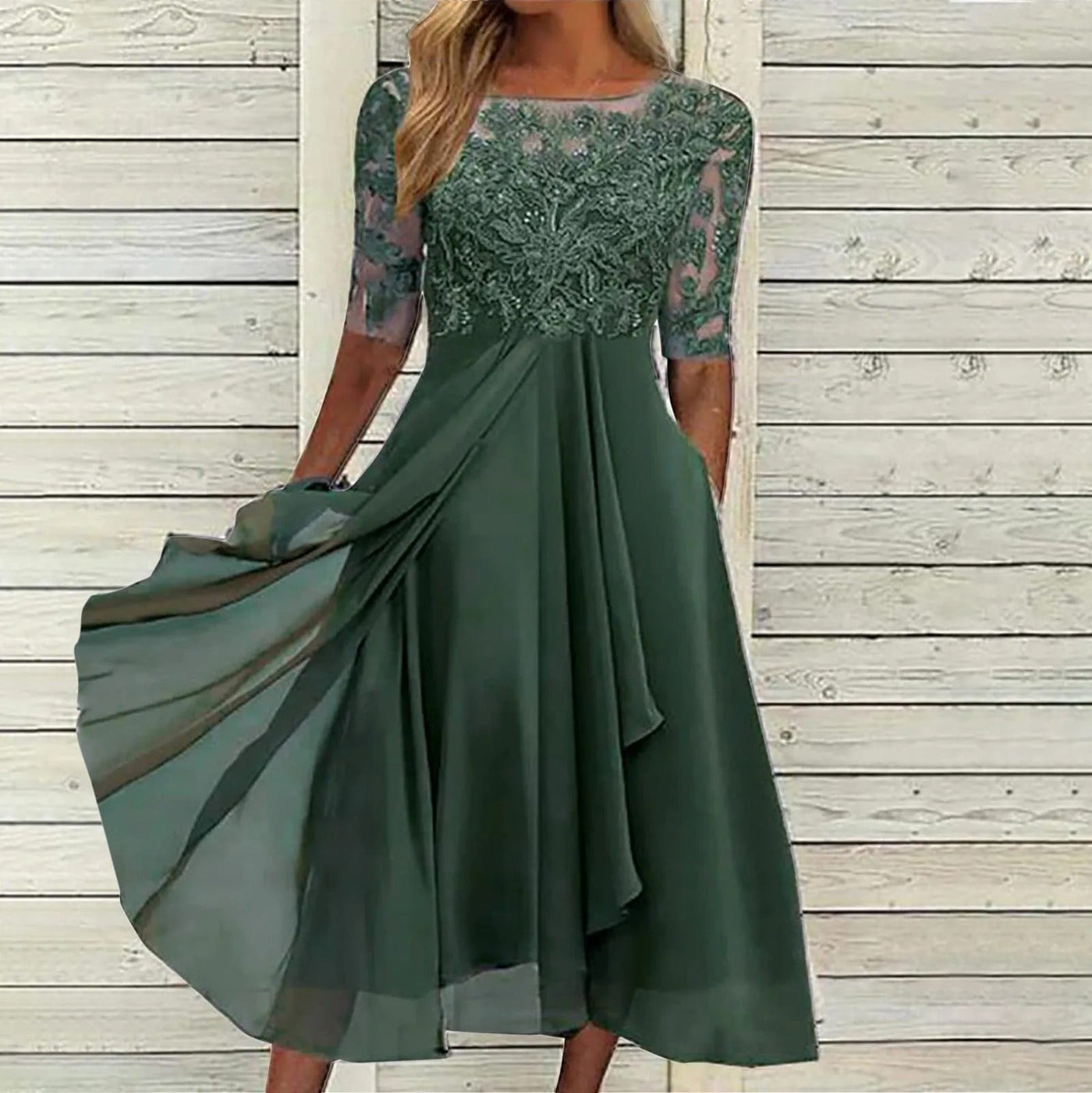 Zéphira™ | Elegant Lace Midi Dress