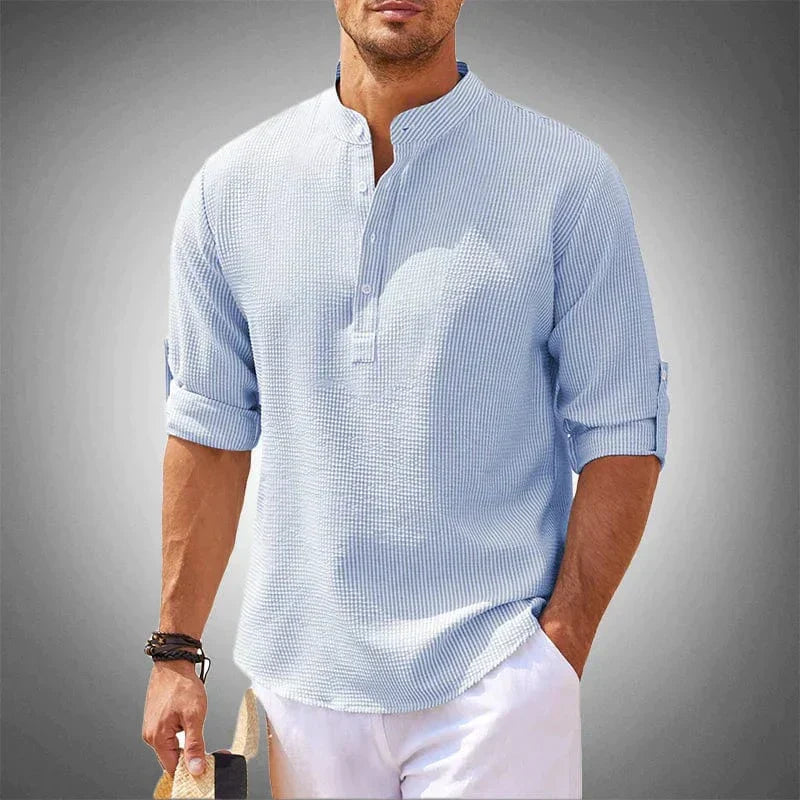 Maëlan™ | Textured Henley Collar Shirt