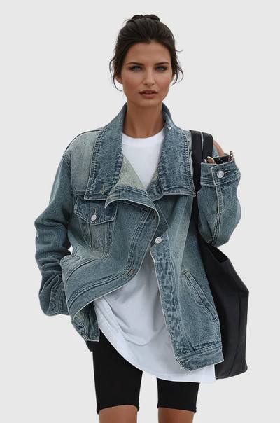 Emberly™ | Oversized Asymmetric Denim Jacket