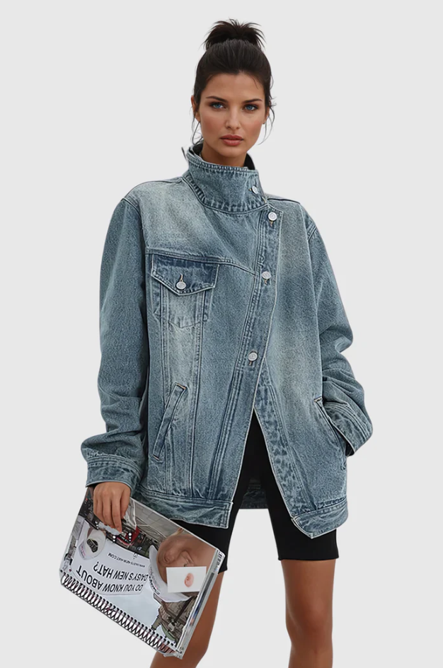 Emberly™ | Oversized Asymmetric Denim Jacket