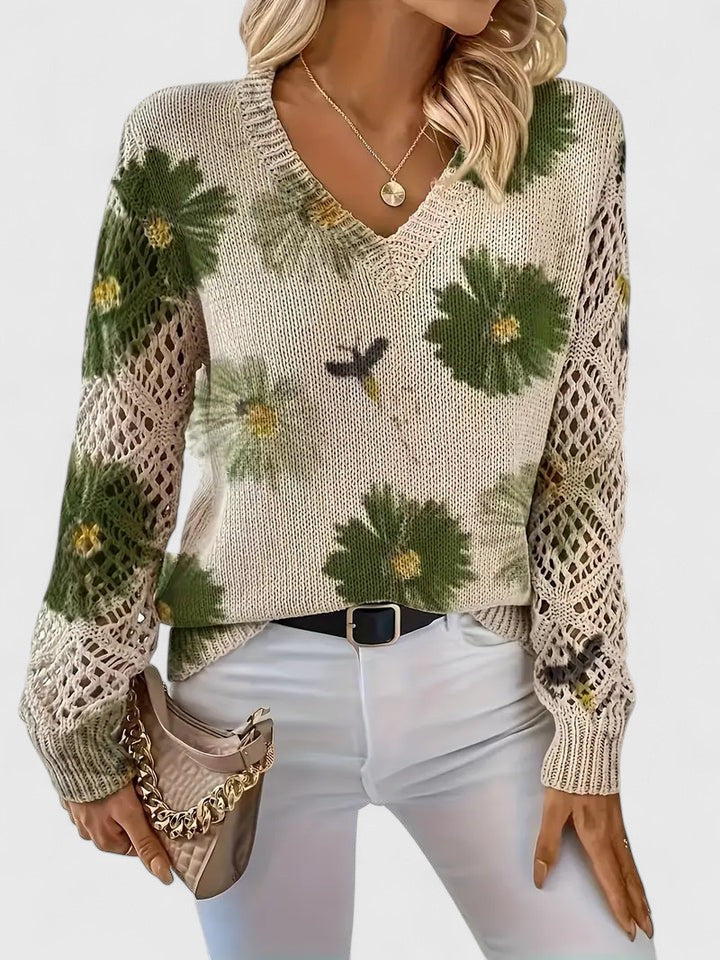 Joviane™ | Vintage Floral Knit Sweater