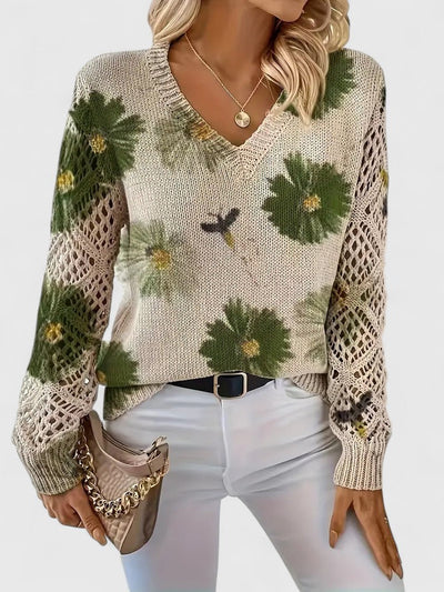 Joviane™ | Vintage Floral Knit Sweater