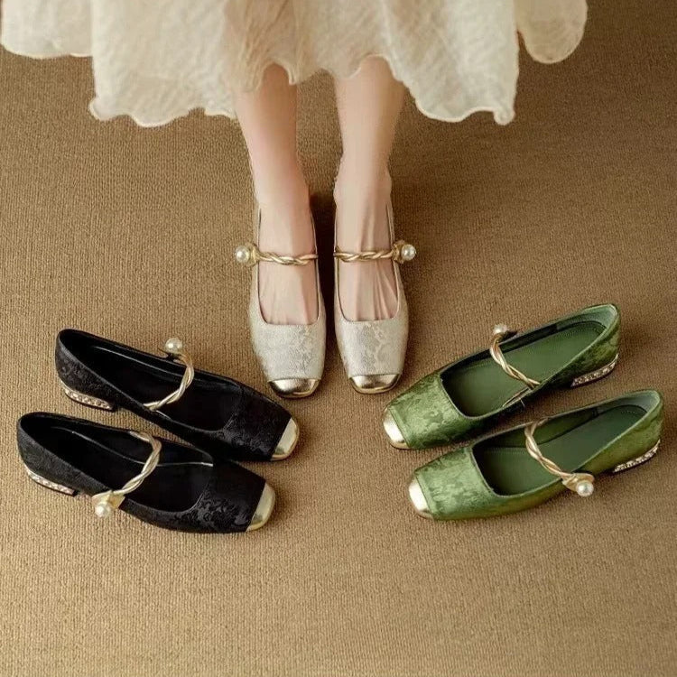 Émeraude™ | Vintage Green Mary Jane Flats