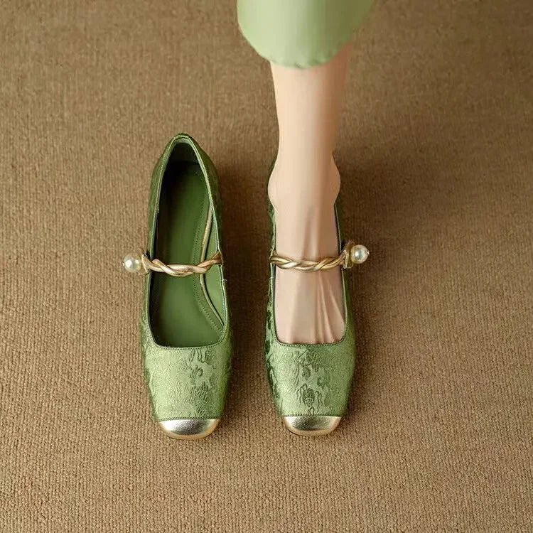 Émeraude™ | Vintage Green Mary Jane Flats