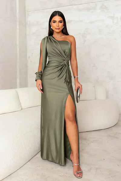 Selene™ | One-Shoulder Satin Evening Gown