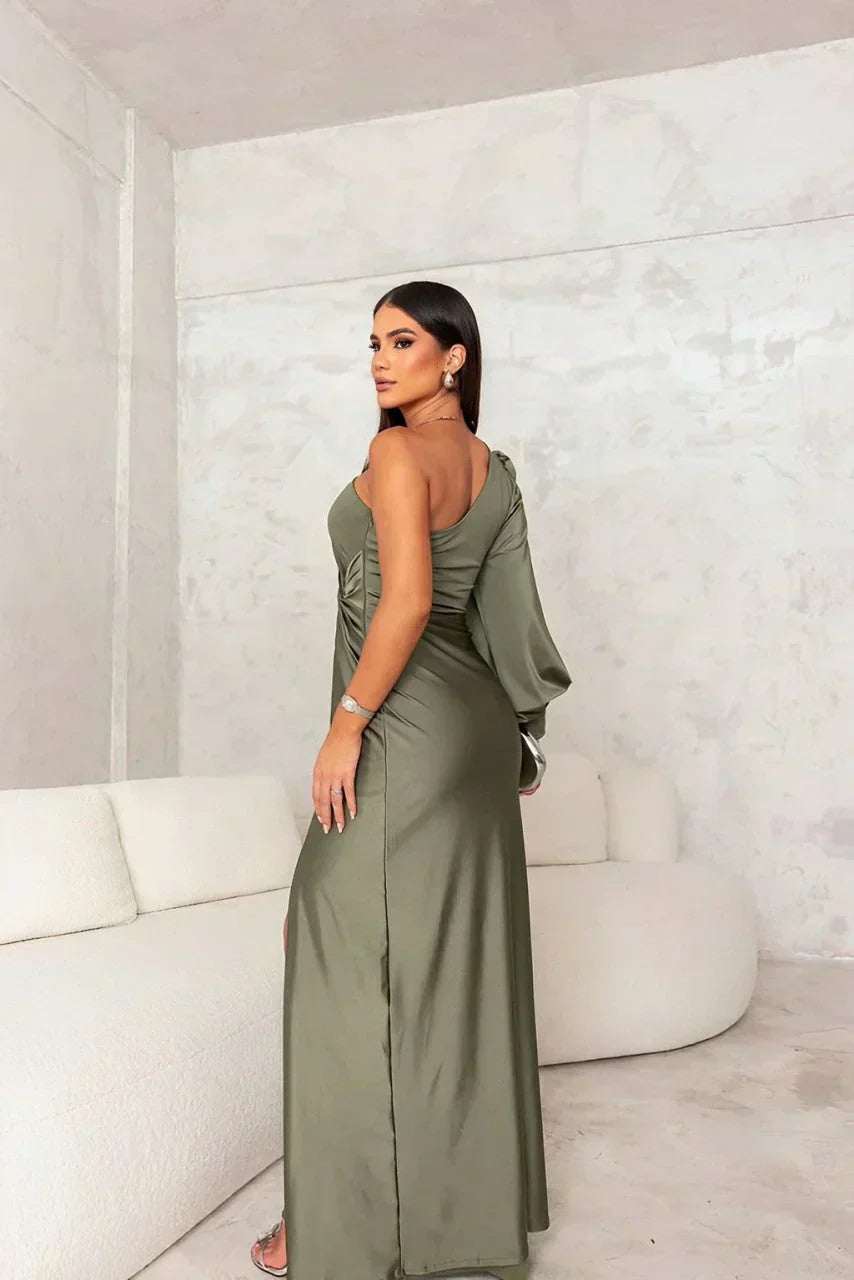 Selene™ | One-Shoulder Satin Evening Gown