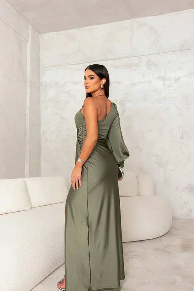 Selene™ | One-Shoulder Satin Evening Gown