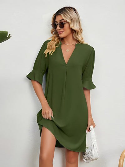 Nicole™ | Casual Loose Pleated Knee Length Dress