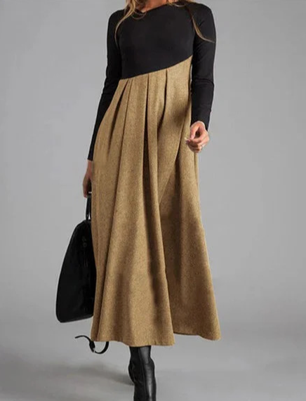 Amara™ | Two-Tone Pleated Maxi Dress