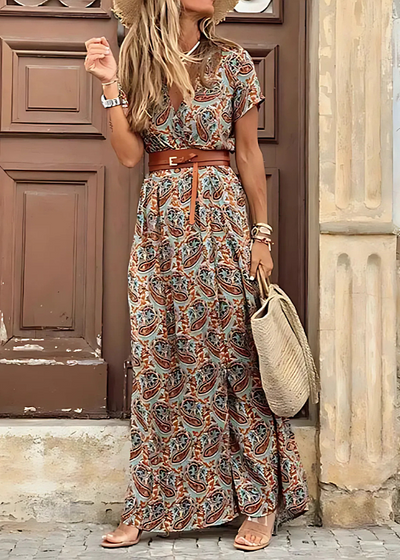 Isolde™ | Floral Belted Slit Maxi Dress