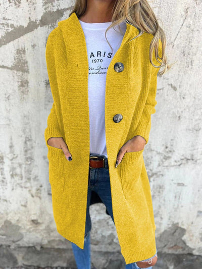 Flavina™ | Long Knit Cardigan with Hood