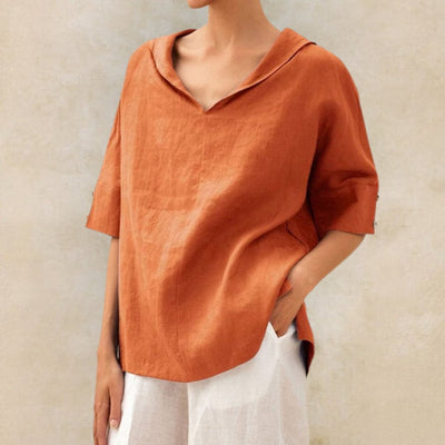 Danyka™ | Relaxed V-Neck Linen Blouse