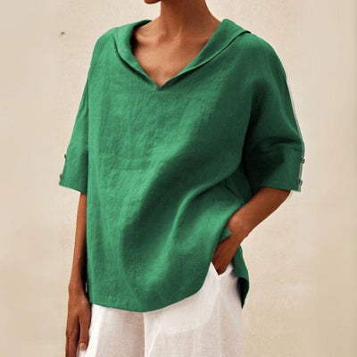 Danyka™ | Relaxed V-Neck Linen Blouse