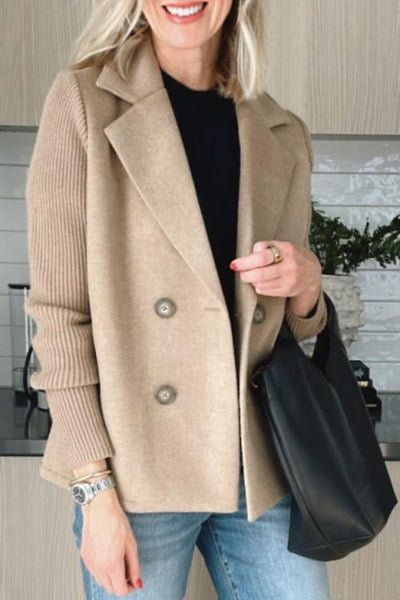 Élodie™ | Knit-Sleeve Double-Breasted Blazer