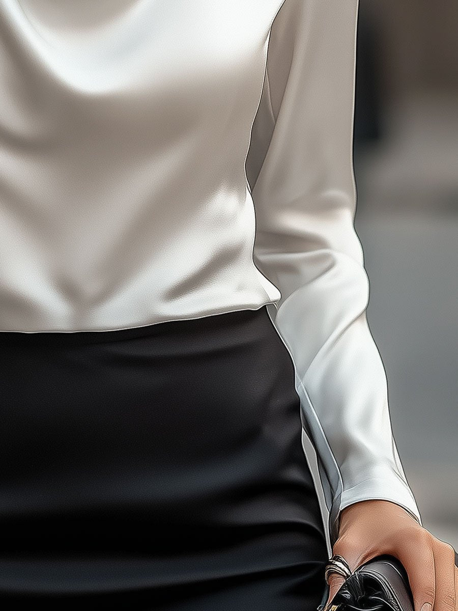 Bréanne™ | Luxe Satin Cowl Blouse
