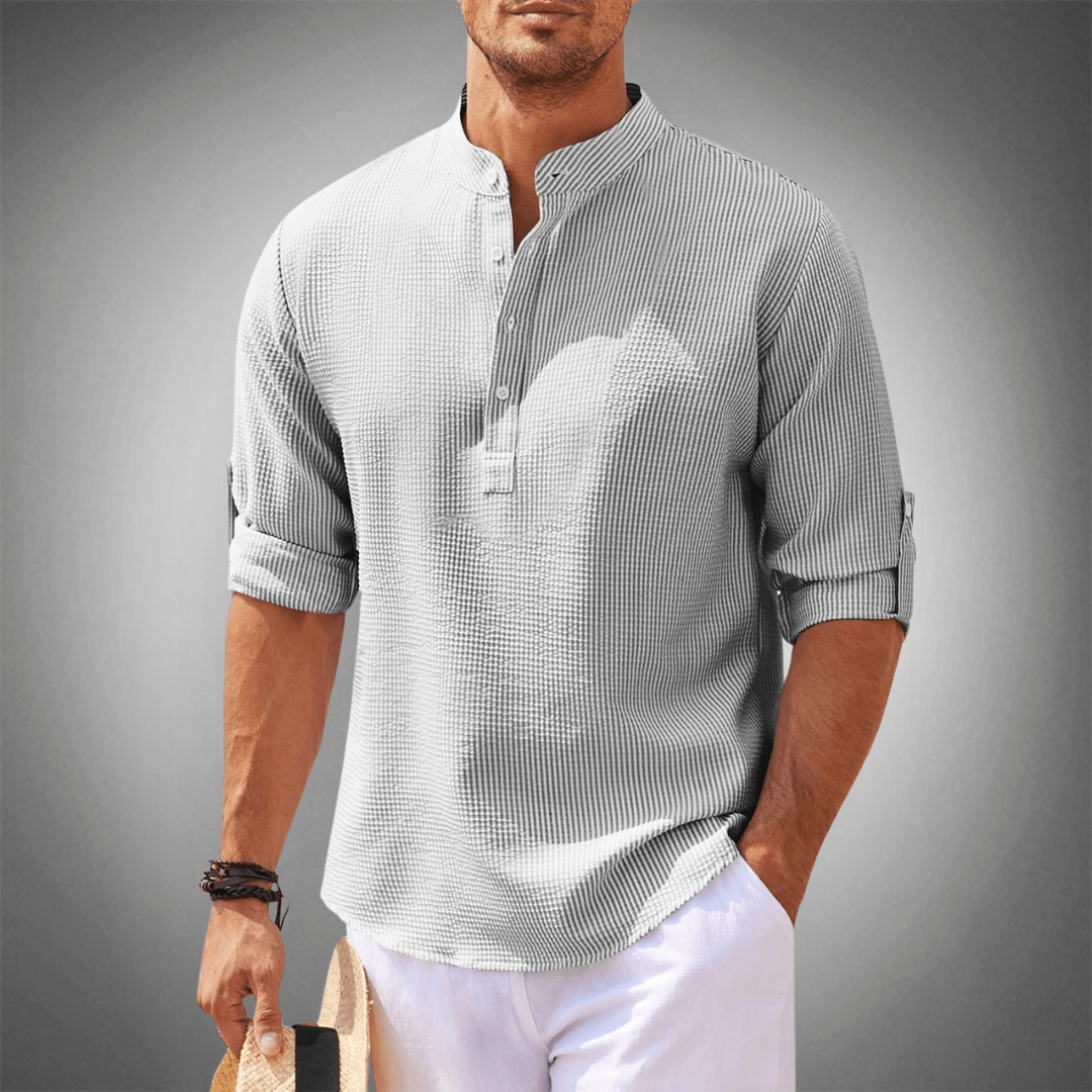 Maëlan™ | Textured Henley Collar Shirt