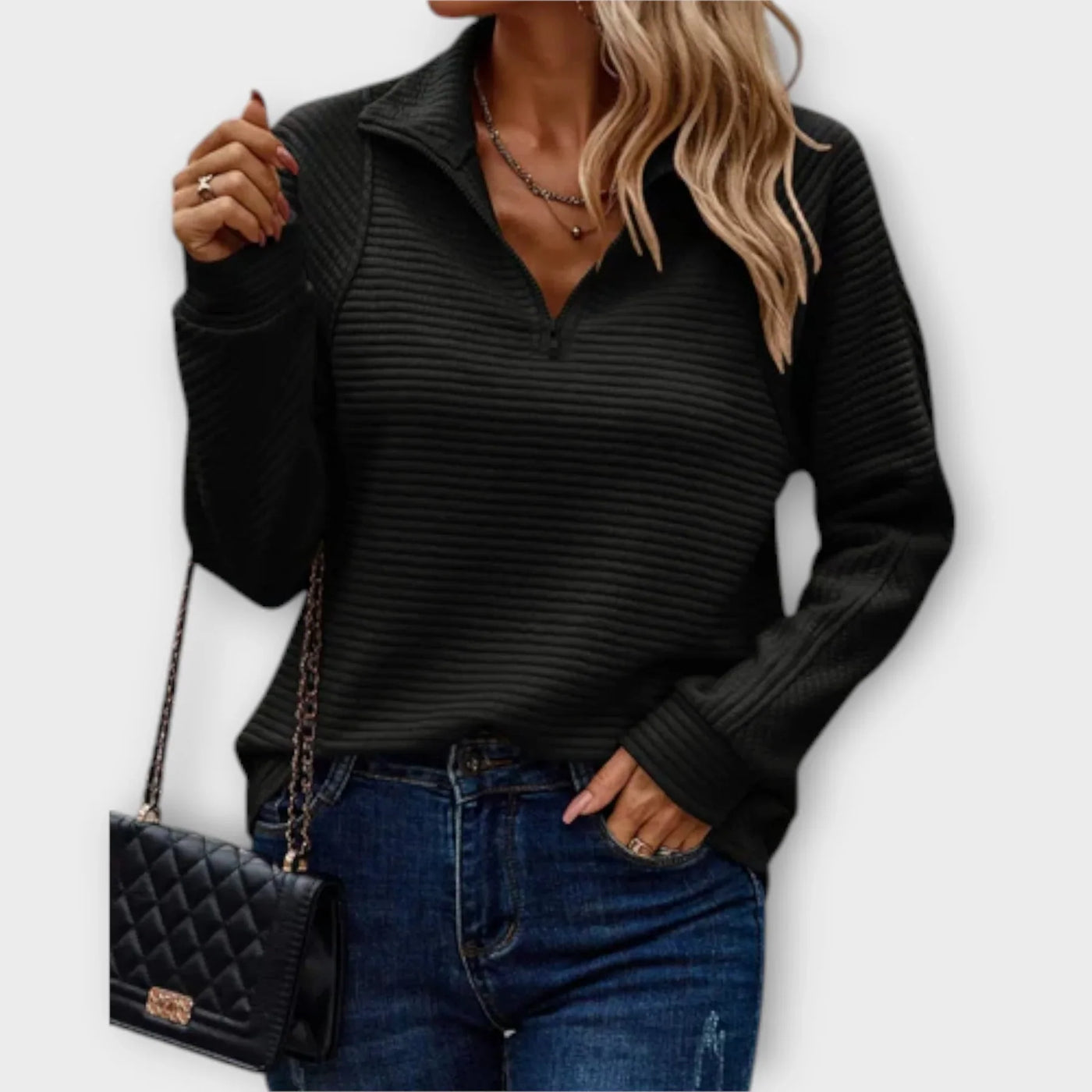 Mila™ | Ribbed Quarter-Zip Pullover