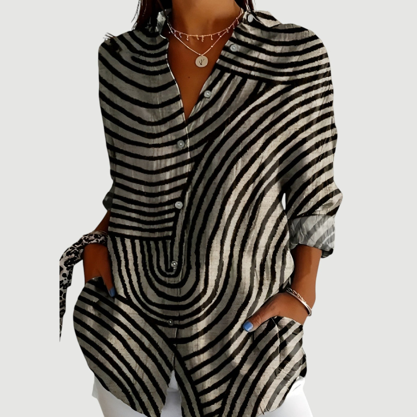 Kaïlia™ | Modern Art Striped Blouse